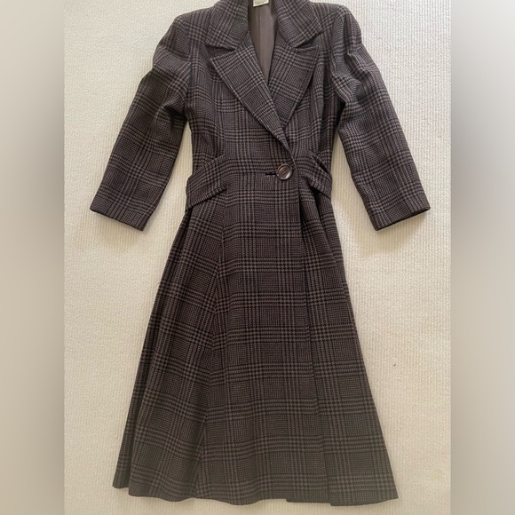 Salvatore Ferragamo Houndstooth Long Wool Italian Coat size XS - Picture 5 of 11